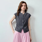 Sleeveless Shirt and Wide-Leg Pants Set