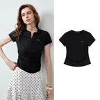 Notched-Neck Short-Sleeve Tee