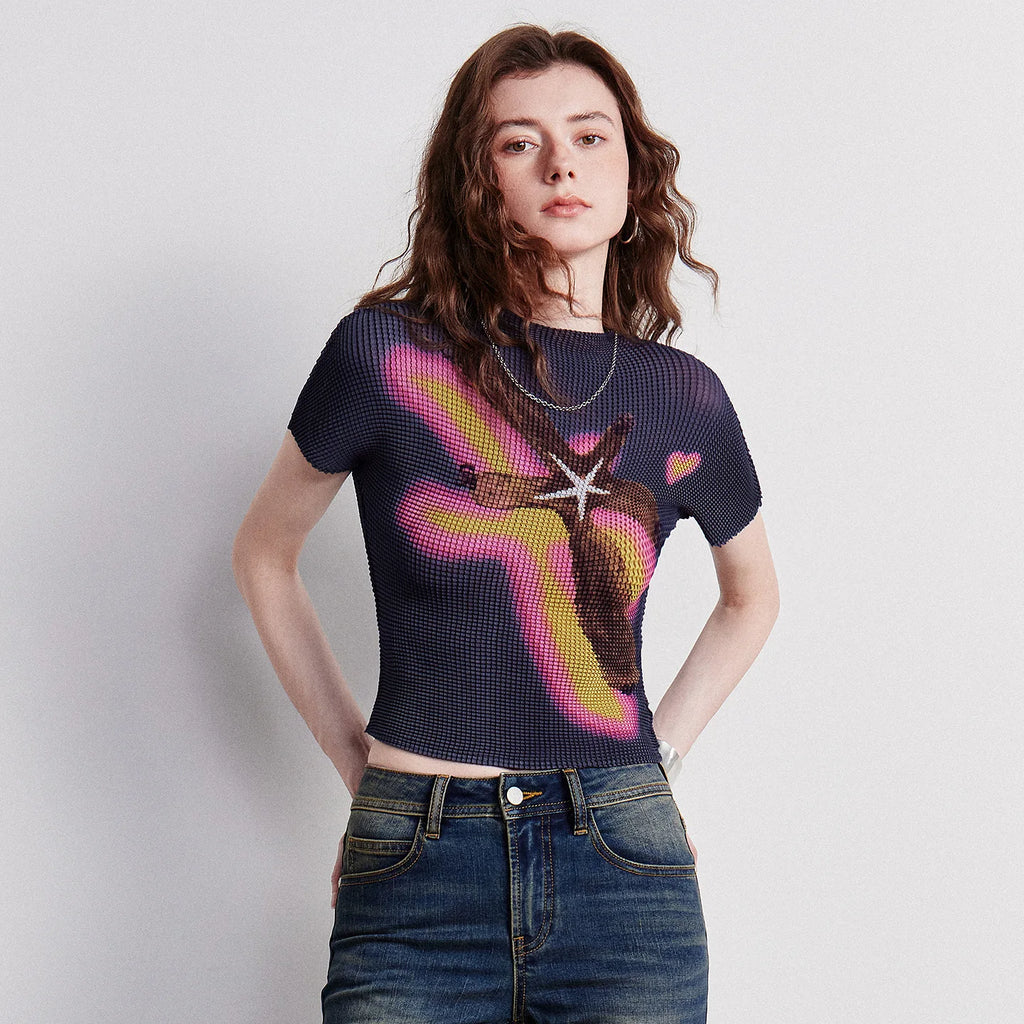 Starfish-Print Ribbed Tee