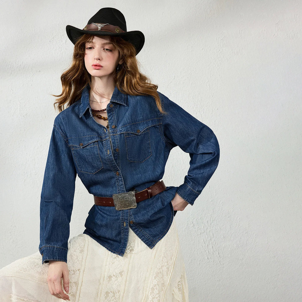 Flap-Pocket Denim Shirt