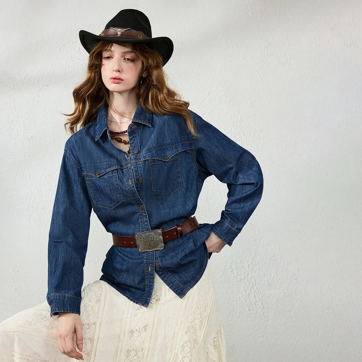 Flap-Pocket Denim Shirt