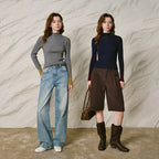 Contrast-Trim Ribbed Knit Henley