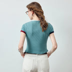 Contrast-Trim Fitted Tee