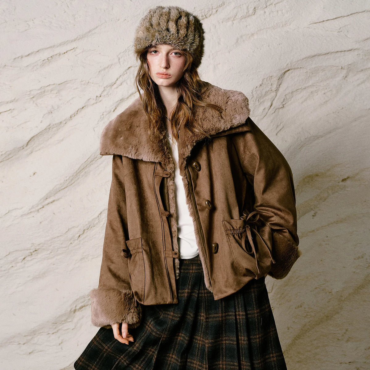 Shaggy-Collar Toggle Jacket