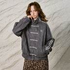 Contrast-Stripe Toggle-Front Jacket
