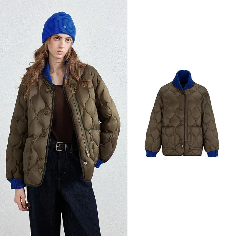 Wave-Quilted Collarless Jacket