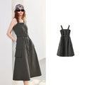 Square-Neck Belted Pinafore Dress
