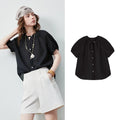 V-Neck Puff-Sleeve Blouse