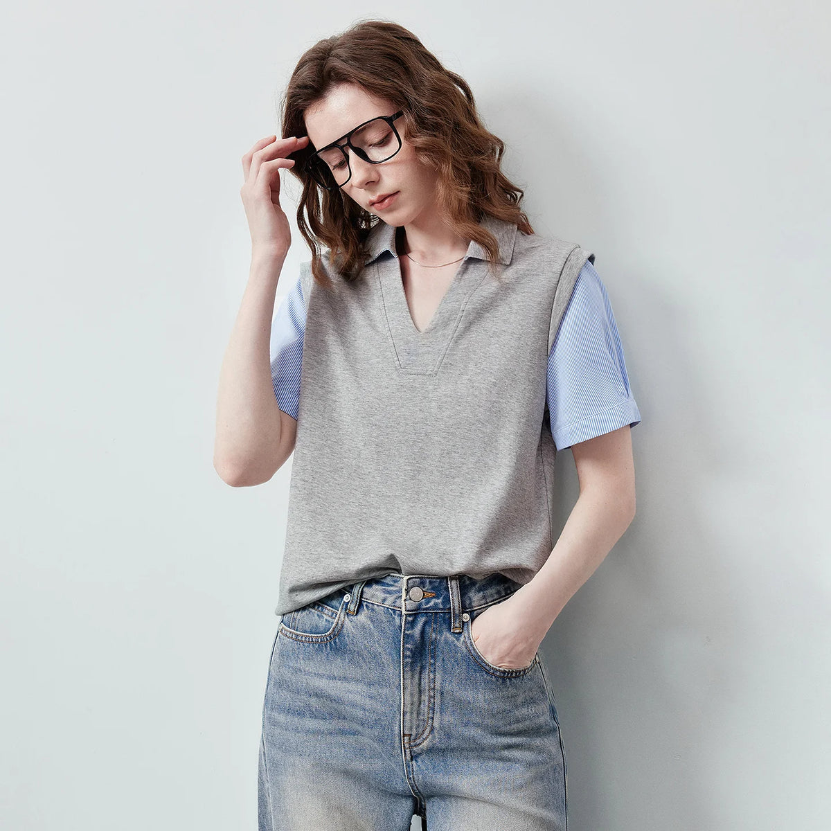 Layered-Look Polo Top