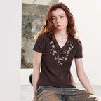 Floral V-Neck Short-Sleeve Tee