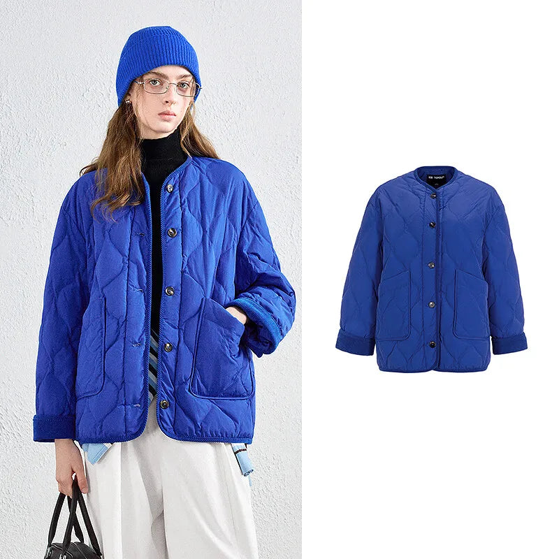 Collarless Quilted Jacket