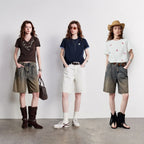 Wide-Leg Denim Bermuda Shorts