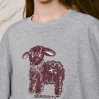 Sheep-Motif Crewneck Sweatshirt