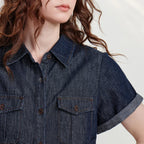 Drop-Waist Denim Shirt Dress
