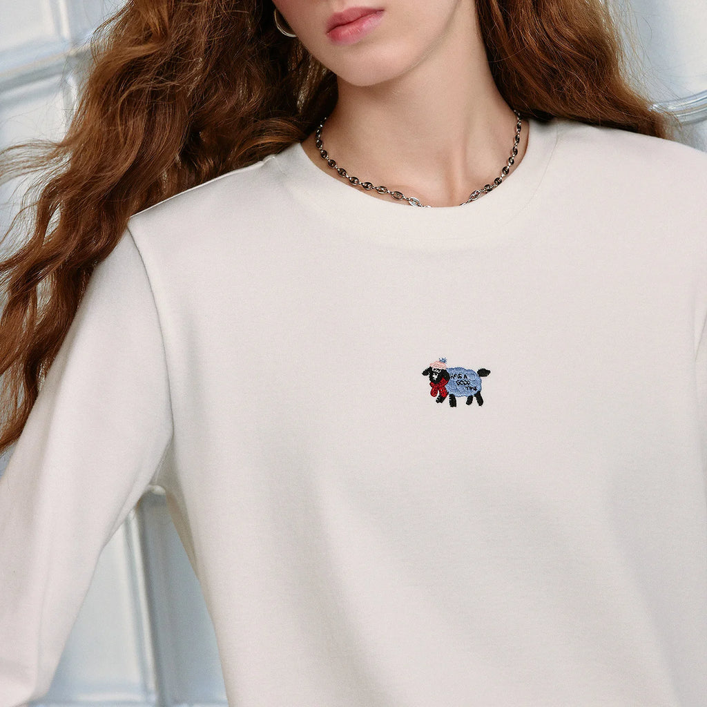 Lamb-Detail Long-Sleeve Tee