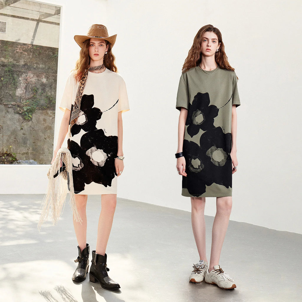 Oversized Floral T-Shirt Dress