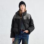 Colorblock Stand-Collar Padded Jacket