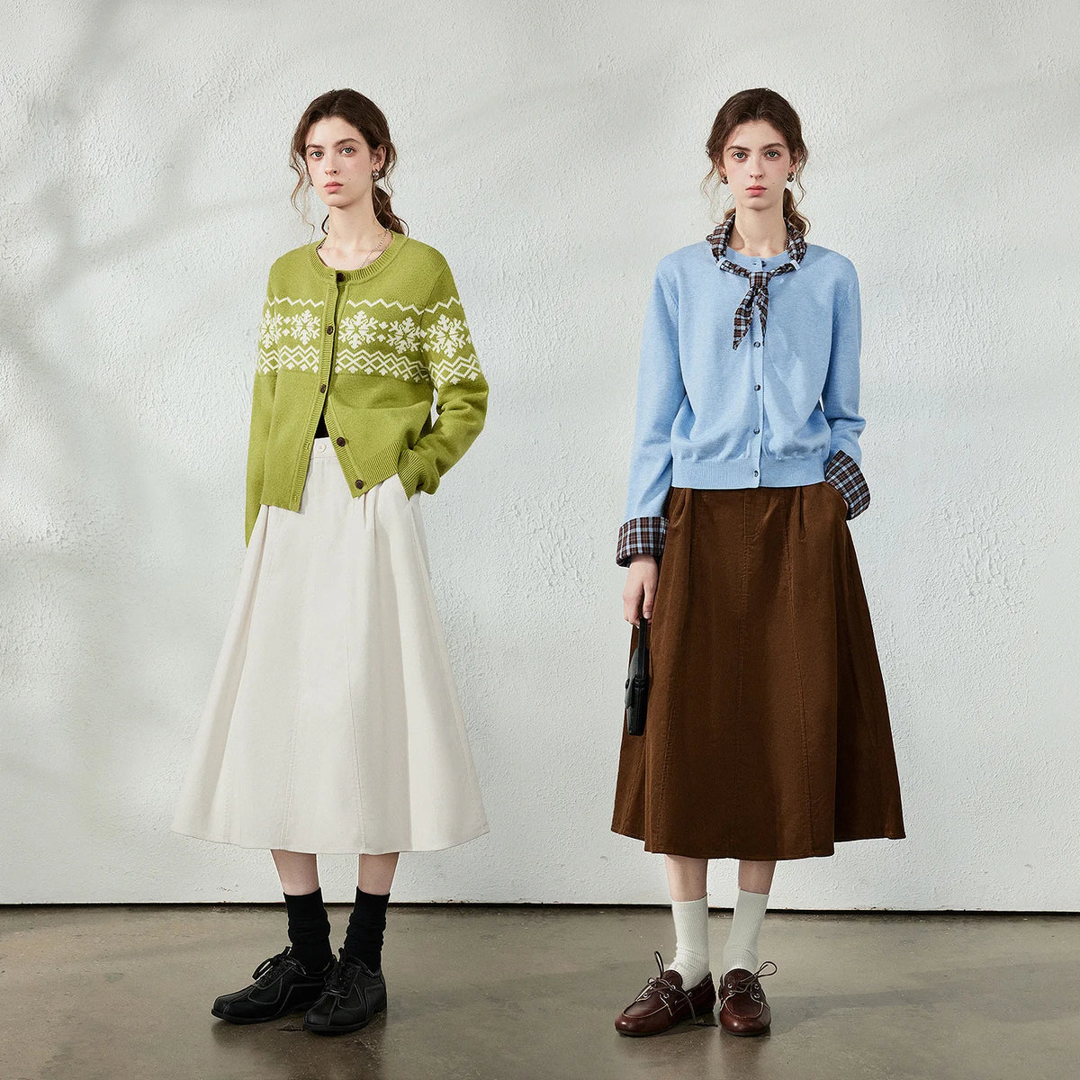 Paneled A-Line Midi Skirt