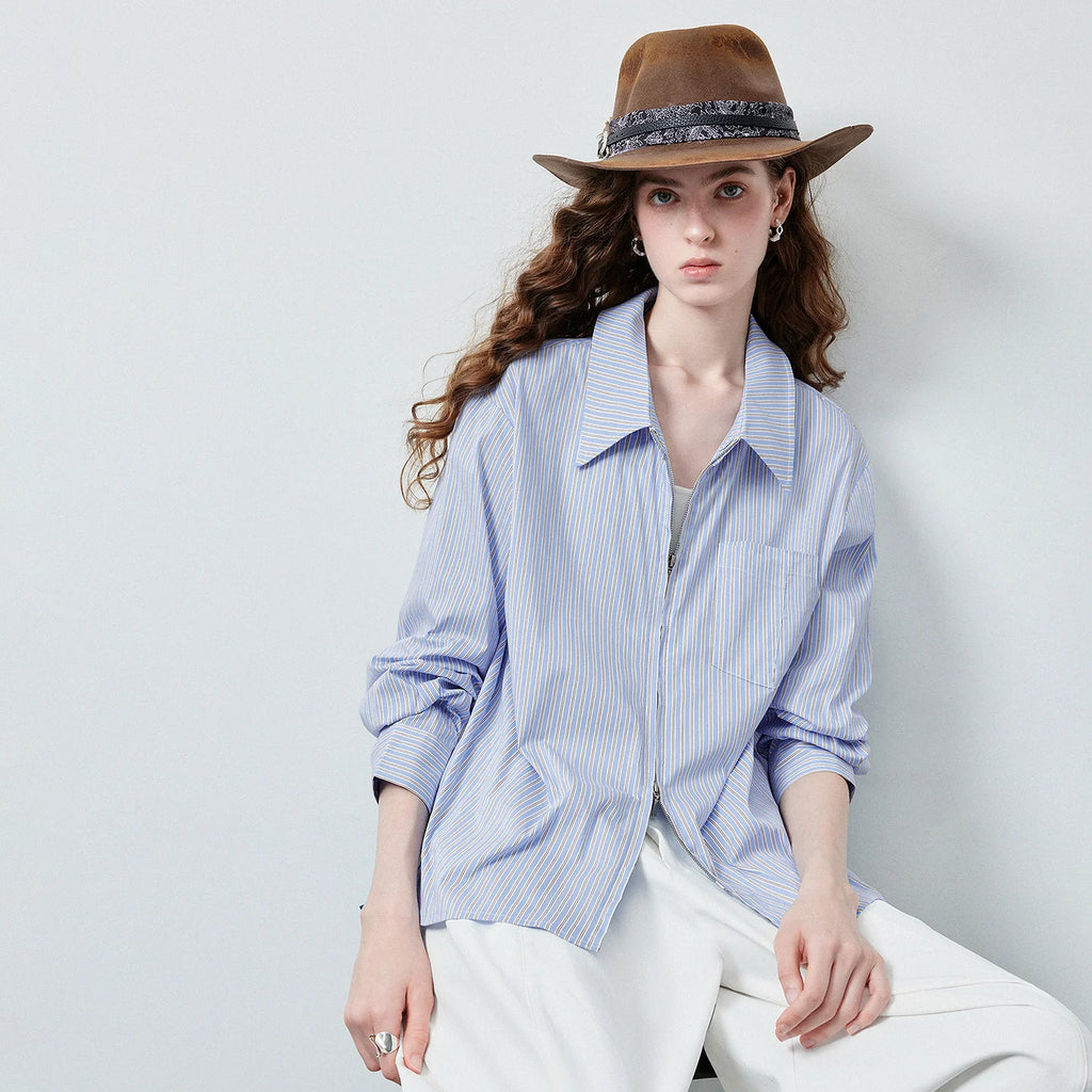 Striped Relaxed Button-Up Shirt