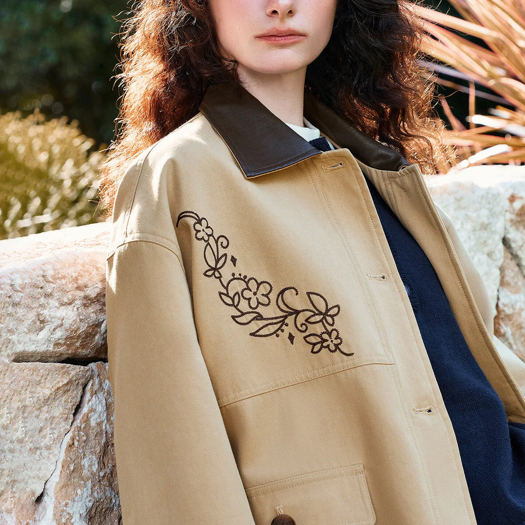 Floral-Motif Collared Jacket