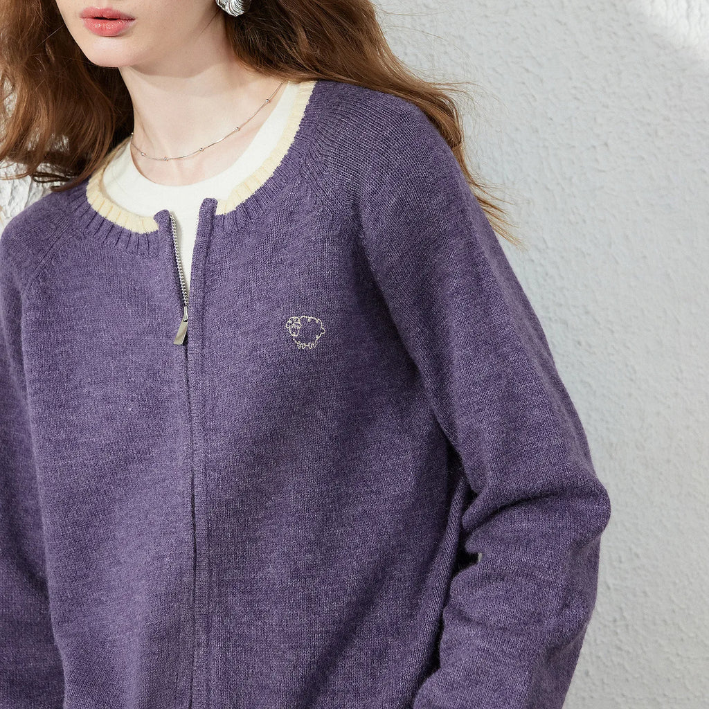 Ribbed Zip-Front Cardigan