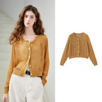 Openwork Button-Up Cardigan