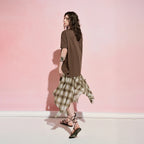 Graphic Layered-Look Plaid Dress