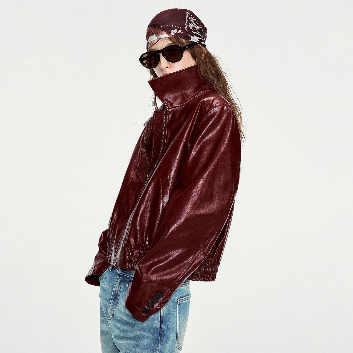 Glossy Zip-Front Jacket