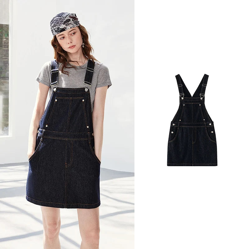 Denim Pinafore Mini Dress
