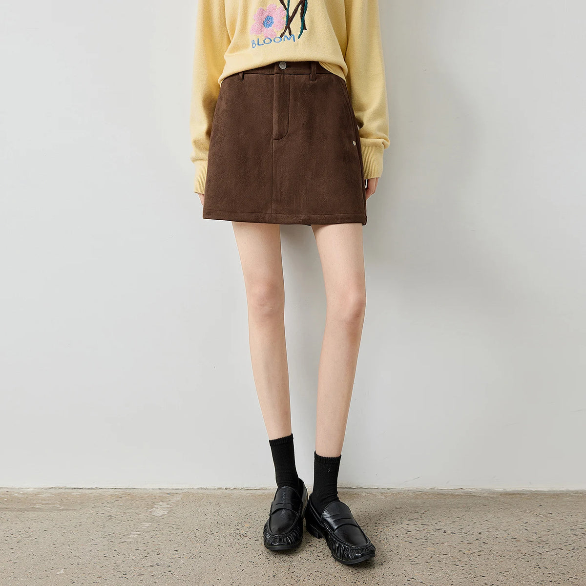 Seamed A-Line Mini Skirt