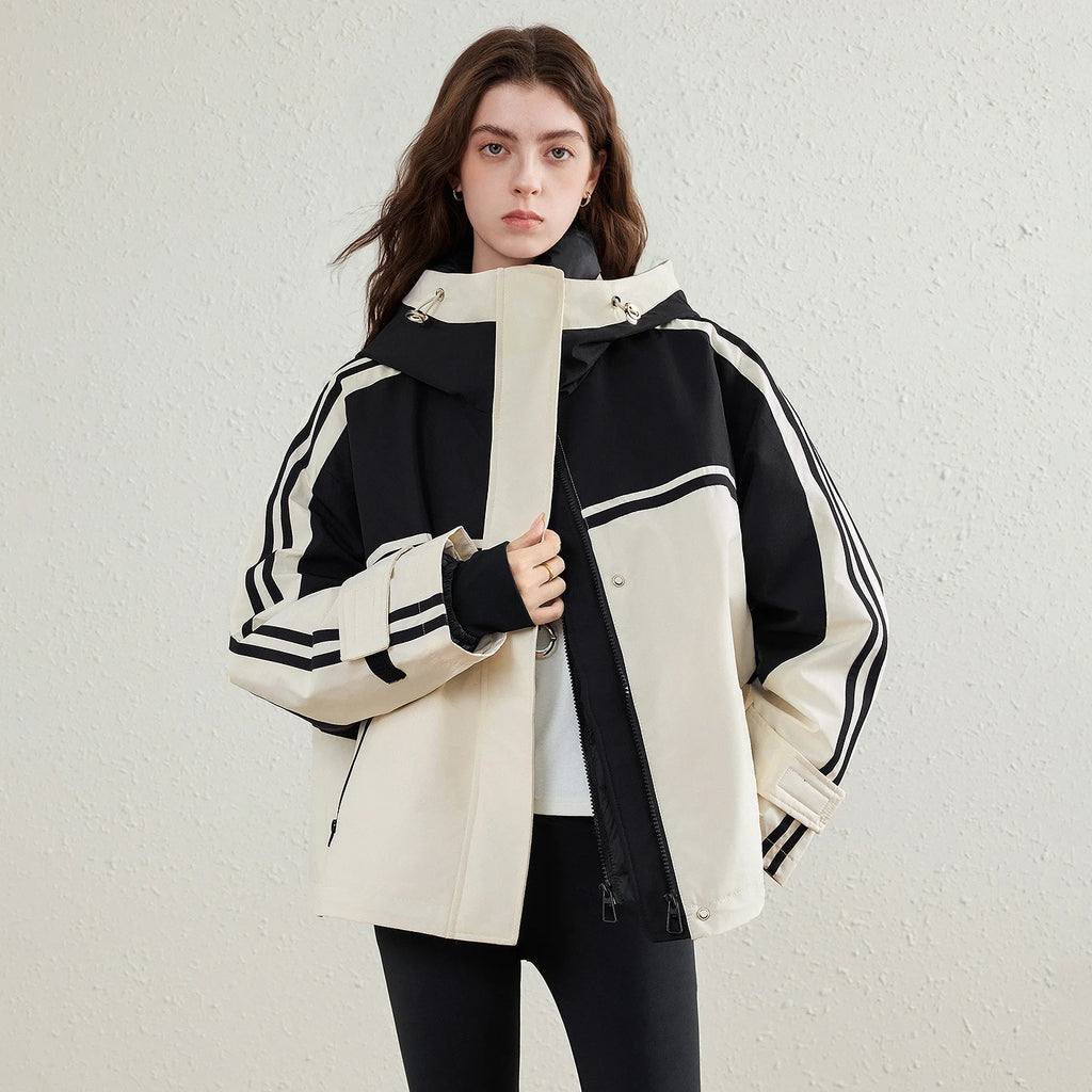 Colorblock Hooded Jacket with Quilted Liner