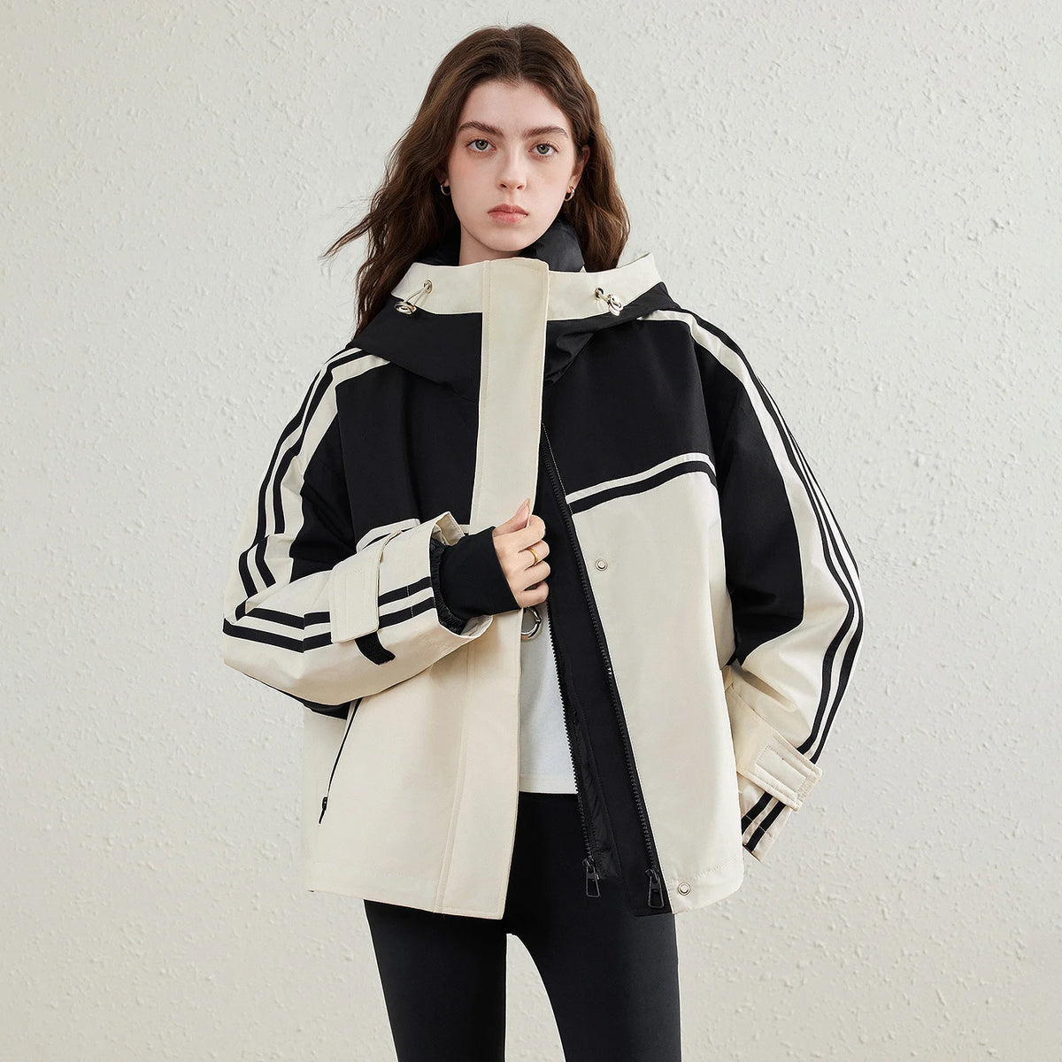 Colorblock Hooded Jacket with Quilted Liner