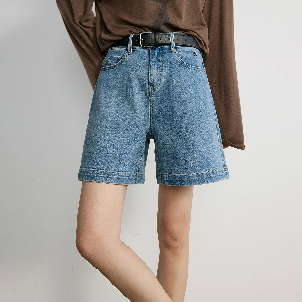 Wide-Leg Denim Shorts