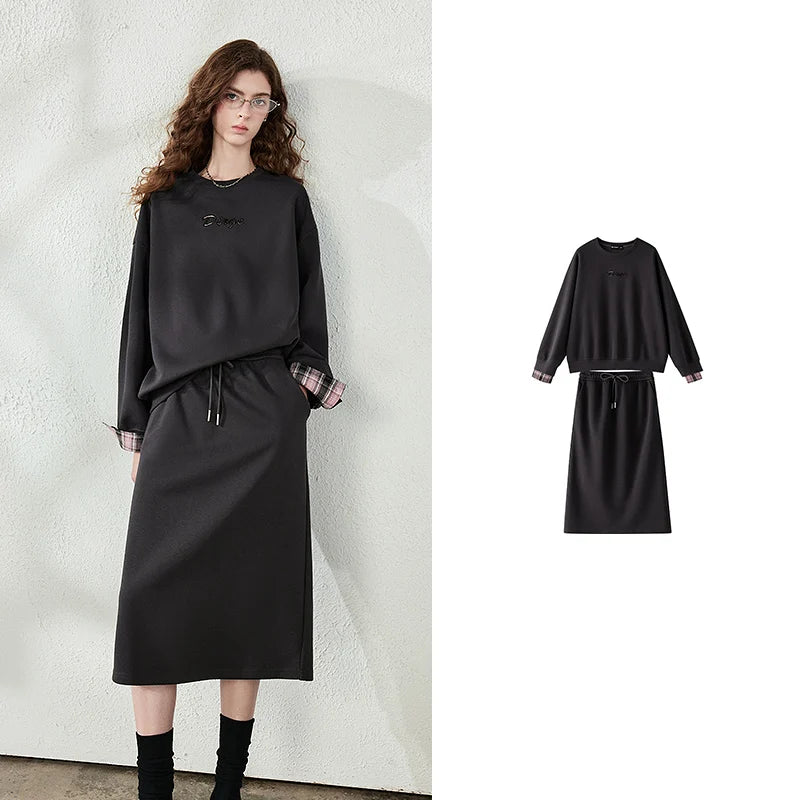 Sweatshirt and Midi Skirt Set