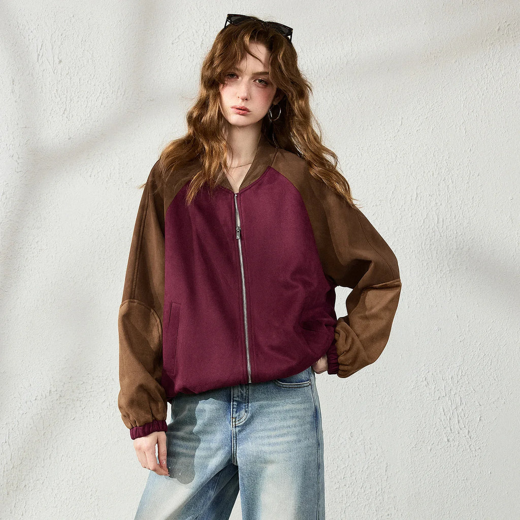 Colorblock Zip-Up Bomber Jacket