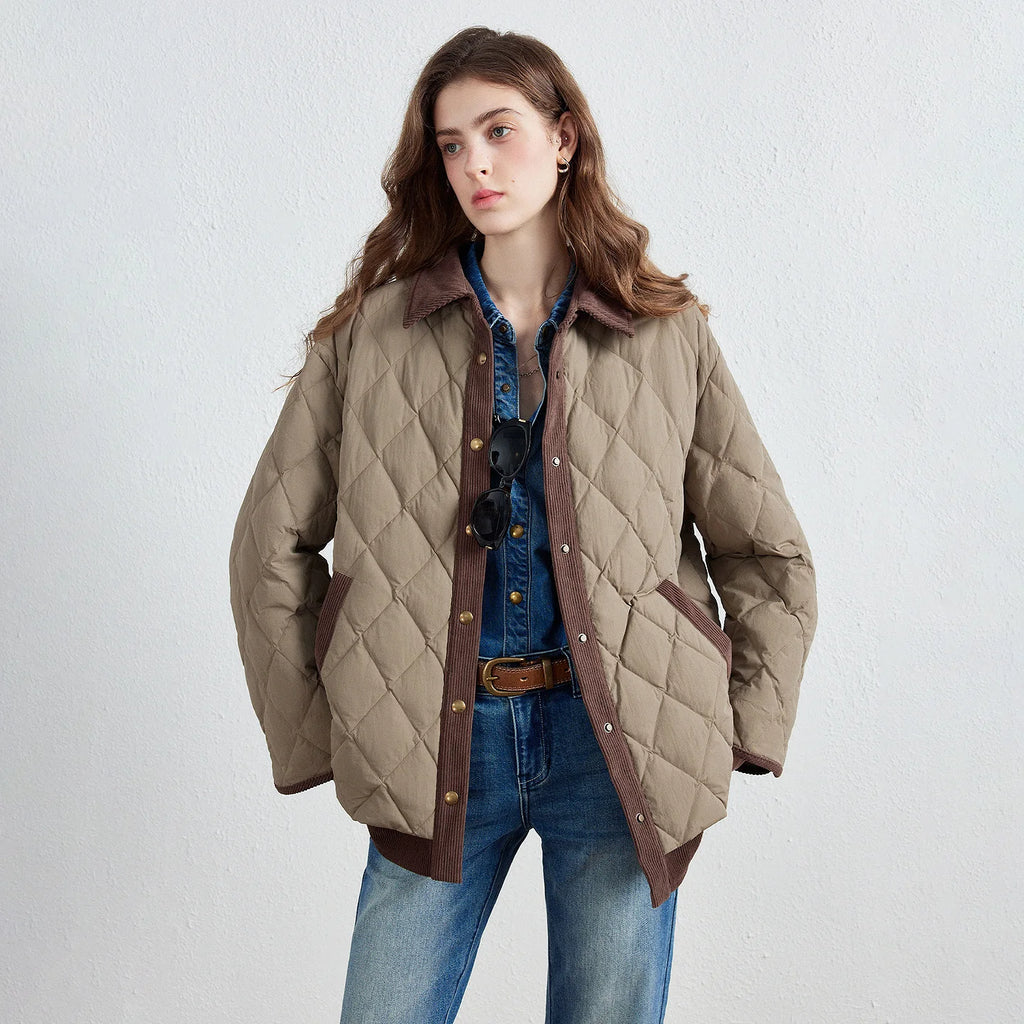 Quilted Contrast-Trim Shirt Jacket