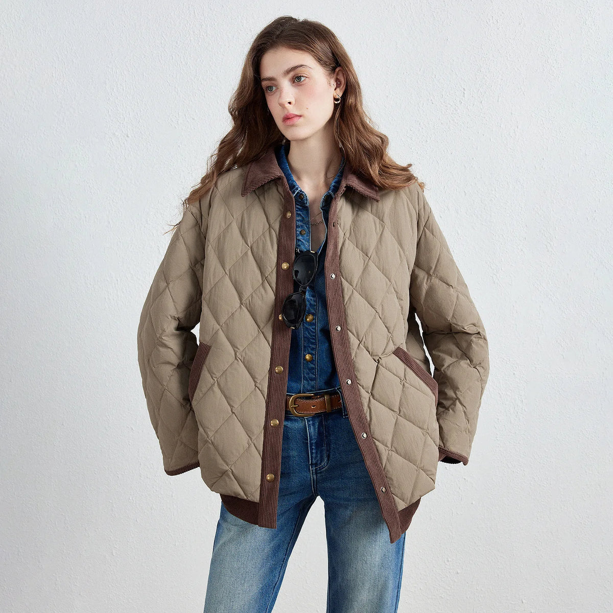 Quilted Contrast-Trim Shirt Jacket