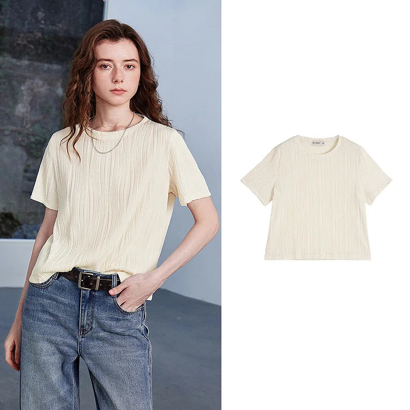 Textured Short-Sleeve Crewneck Tee