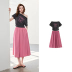 Graphic Off-Shoulder Top and Skirt Set