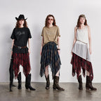 Plaid Handkerchief-Hem Skirt