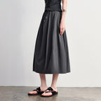 Drawstring A-Line Midi Skirt