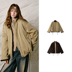 Contrast-Trim Zip Jacket