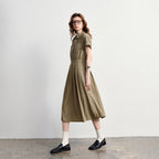 Short-Sleeve Midi Shirt Dress