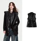 Tie-Waist Button-Front Vest