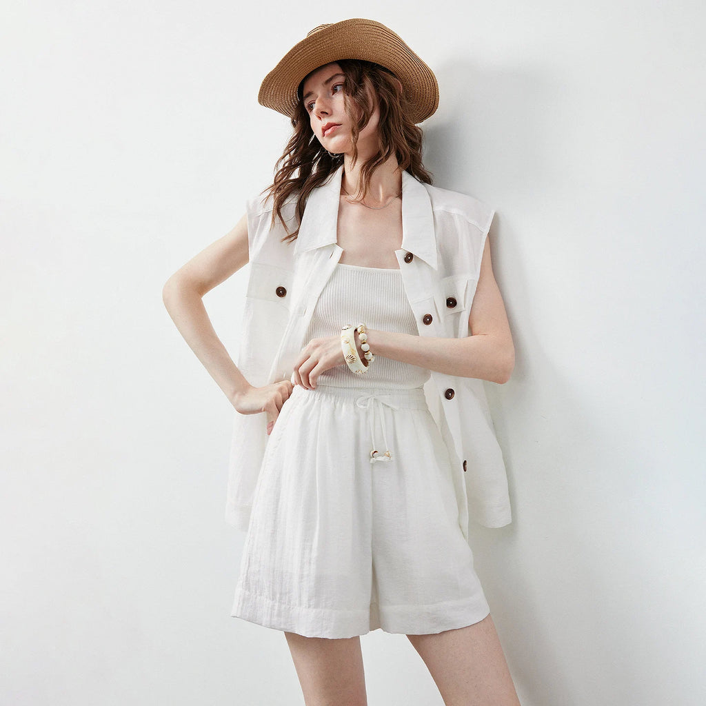 Buttoned Vest and Shorts Set