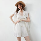 Buttoned Vest and Shorts Set