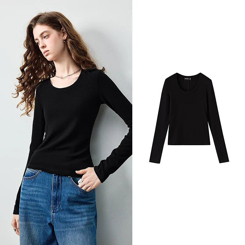 Scoop-Neck Long-Sleeve Tee