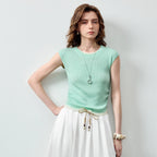 Boat-Neck Sleeveless Knit Top