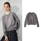 Floral Graphic Crewneck Knit Top
