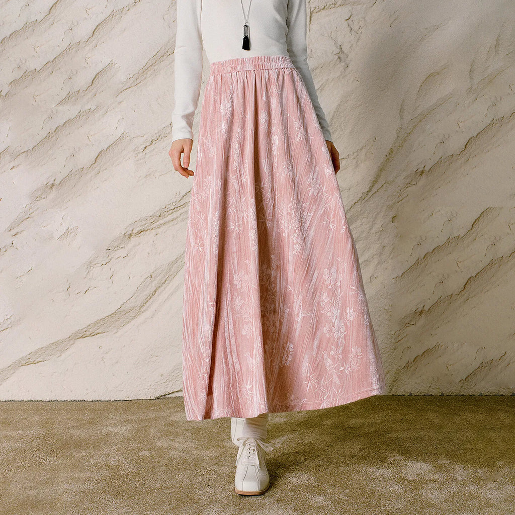 Textured Floral Midi Skirt